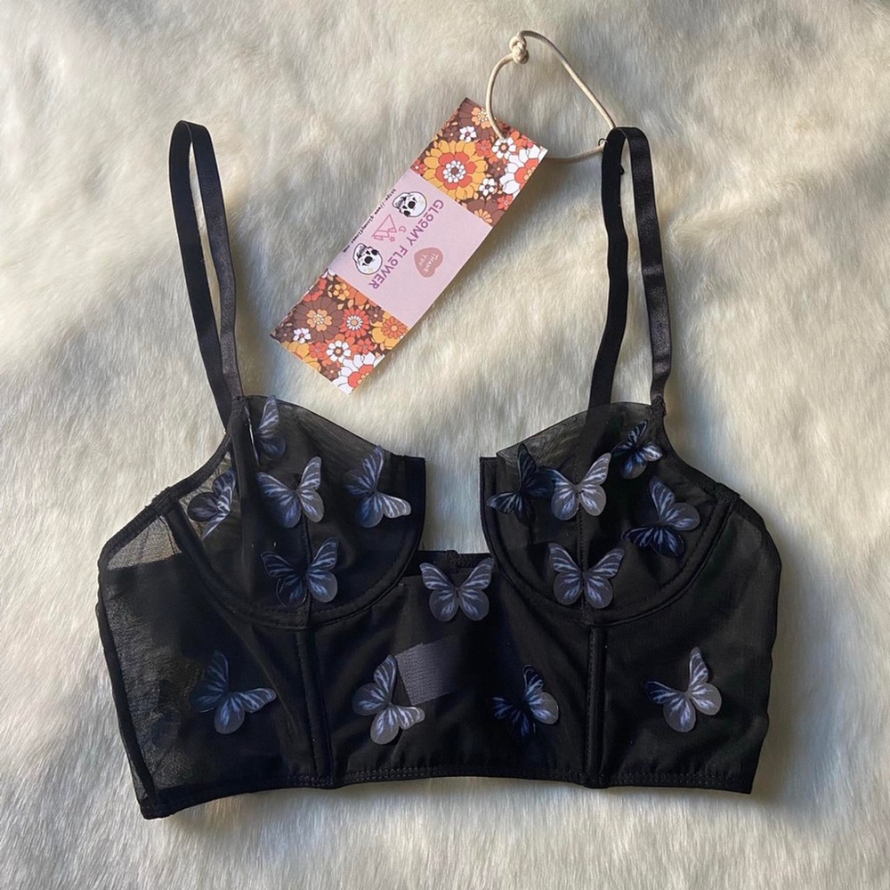 Black Butterfly corset crop top